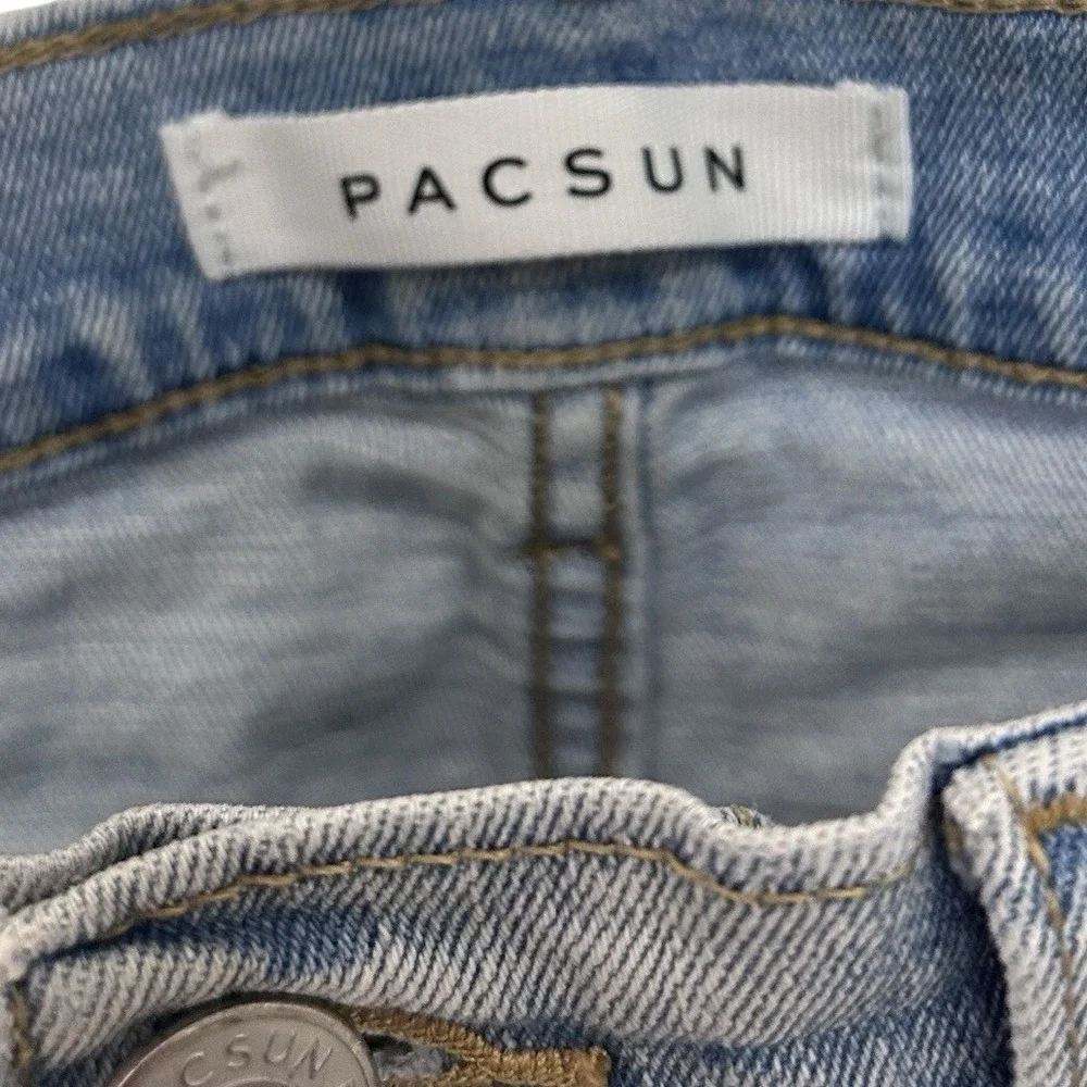 PacSun Mens Slim Taper Distressed Light Wash Blue Denim Jeans 32x32‎ Streetwear